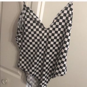 Checked body suit